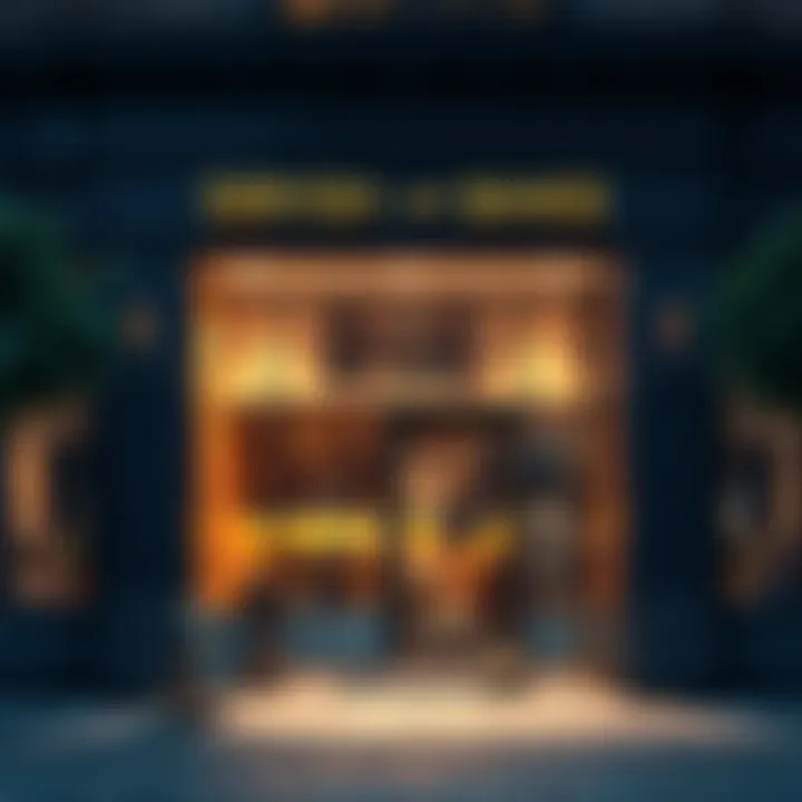 The inviting entrance of Dervish and Bangs store, showcasing unique items in the window display.