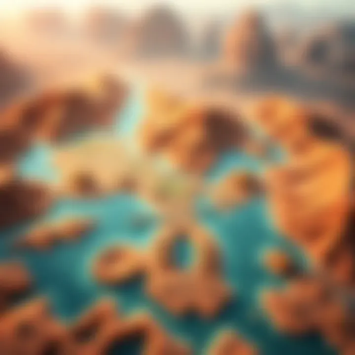 A detailed map showing the locations of secret chests in a desert area