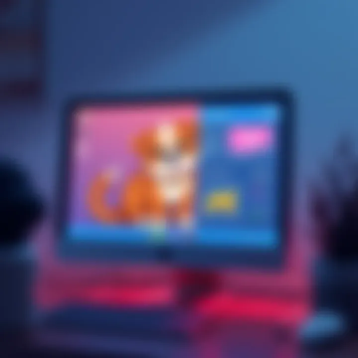 Transition from Desktop Pets to Subscription Plans A digital illustration showing a computer screen with a desktop pet being replaced by a subscription service interface, highlighting the change in virtual companionship.