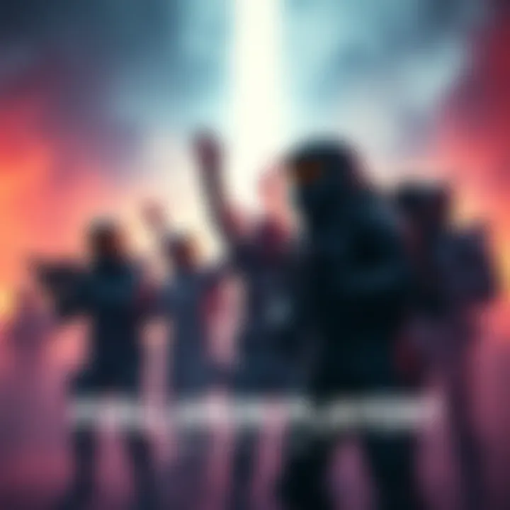 A diverse group of Destiny players collaborating and celebrating victories in a supportive environment.