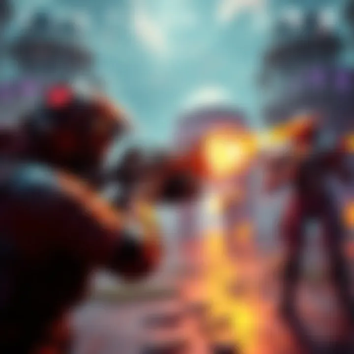 A player in Destiny 1 equipped with legendary weapons, aiming at an enemy in a vibrant game environment.