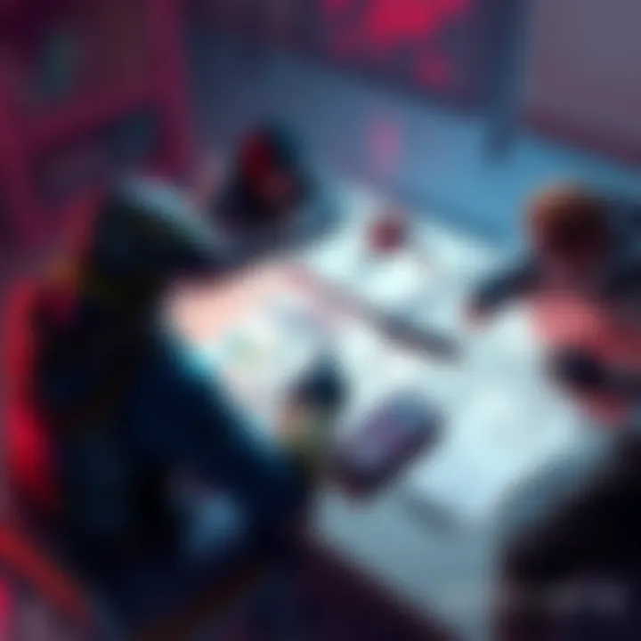 Players discussing changes to Destiny 2's storyline with character sketches and notes spread out on a table