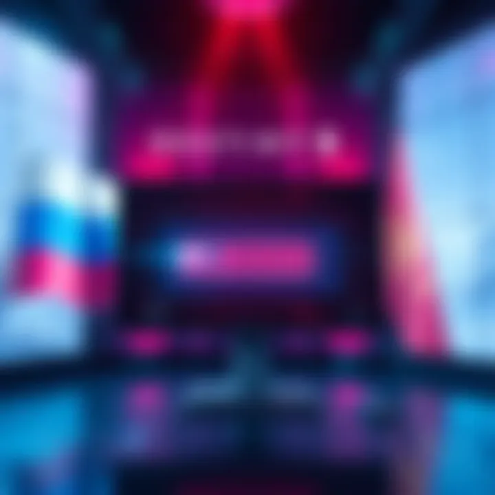 A digital screen displaying a 'blocked' message for Destiny 2, with flags of Russia and Kazakhstan in the background