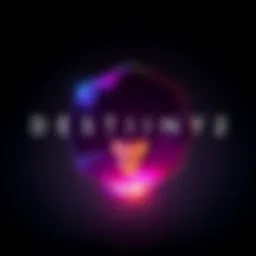 Destiny 2 Game Logo The Destiny 2 game logo with a dark background and vibrant colors, representing the online game environment.