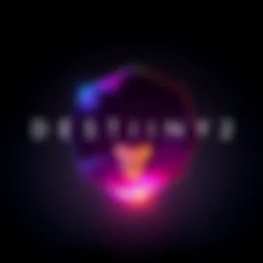 Destiny 2 Game Logo The Destiny 2 game logo with a dark background and vibrant colors, representing the online game environment.