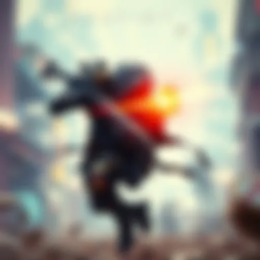 A Destiny 2 Hunter character performs the blink ability, showcasing movement and agility in a colorful game environment.