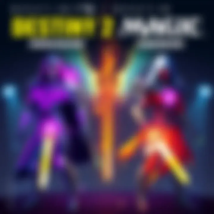 Characters in Destiny 2 wearing armor inspired by Magic: The Gathering, showcasing colorful gear representing different mana colors.