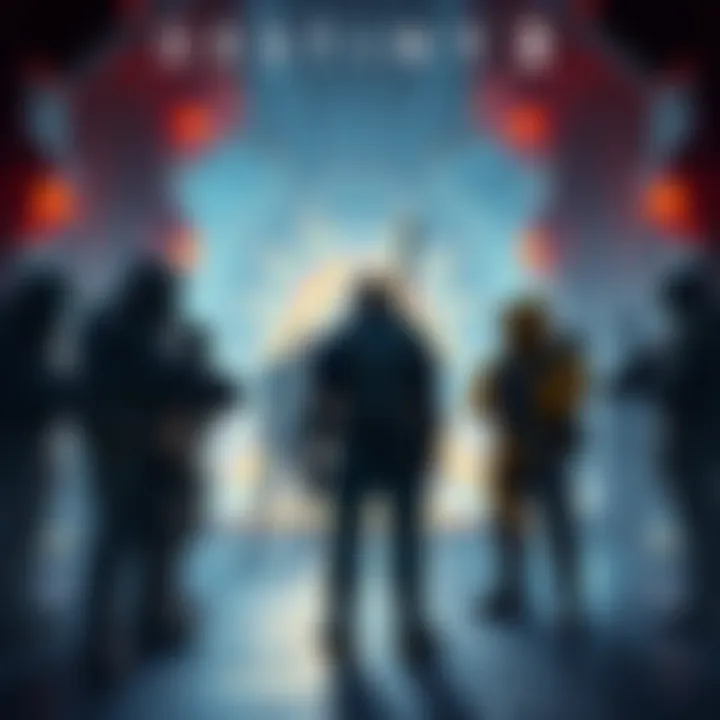 A group of players strategizing before a raid in Destiny 2, showcasing their character's gear and weapons in a digital environment.