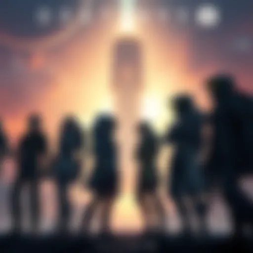 A group of Destiny 2 characters standing together, looking determined, with a glowing tower in the background signifying a new beginning.