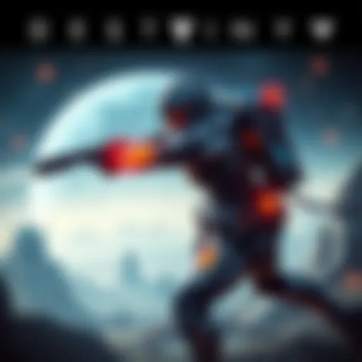 A Destiny game character equipped with futuristic armor, fighting against a backdrop of alien landscapes and stars, representing challenges in game design.