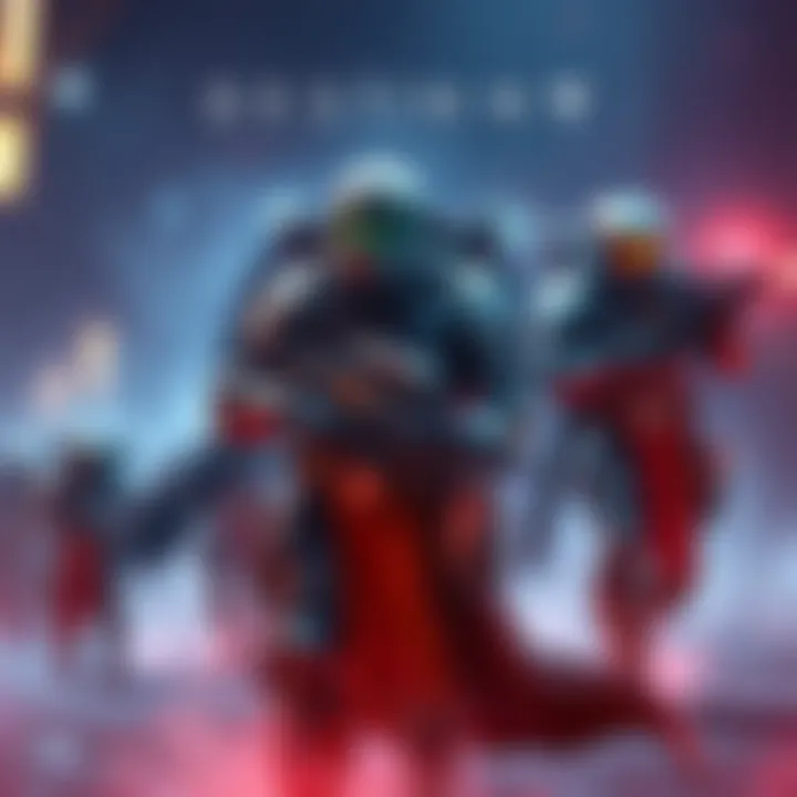 Destiny characters with gear Futuristic warriors from Destiny wearing unique armor and wielding weapons in an action-packed setting
