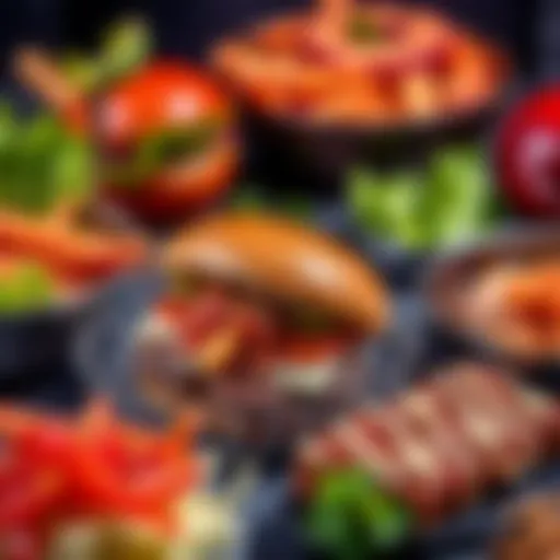A spread of fusion dishes including banh mi burgers and energy bars inspired by characters from the Destiny game