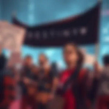 Destiny DLC Concerns Gamers expressing frustration over Destiny with banners and protest signs about potential gimmicks in upcoming DLC.