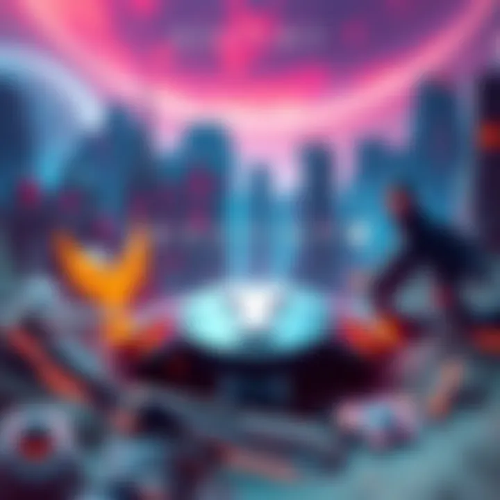 Concept art showing a futuristic game world representing the Destiny franchise, with vibrant colors and sci-fi elements, illustrating potential new directions for the series.