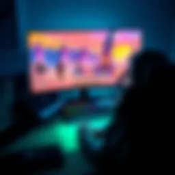 Destiny Gameplay Reunion A player sitting at a gaming desk, excitedly revisiting the Destiny game on a screen filled with colorful characters and vibrant landscapes, reminiscent of past gaming sessions.