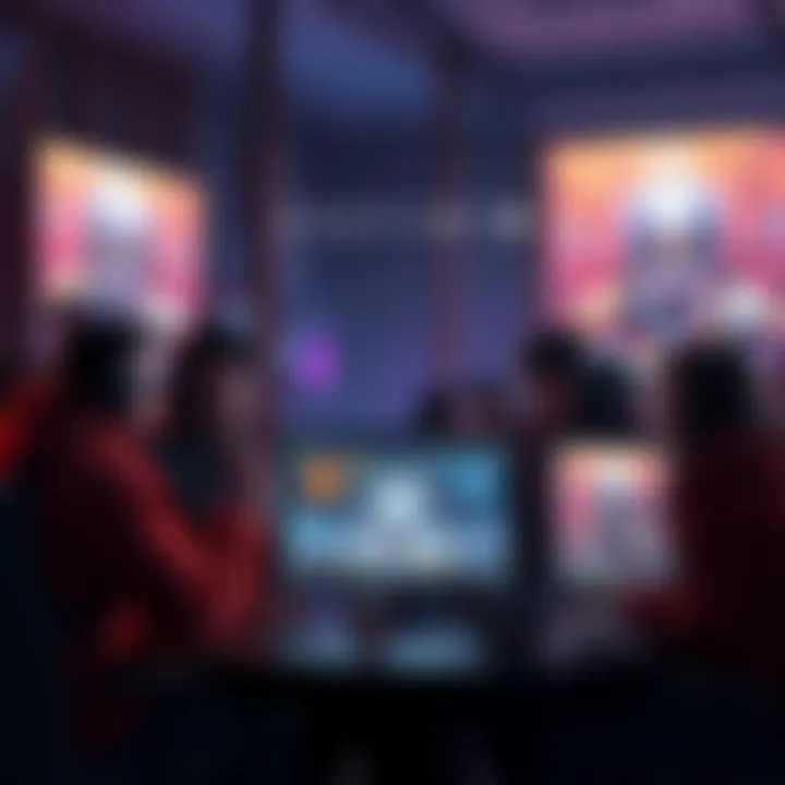 A group of Destiny players gathered around screens, discussing game lore and sharing experiences, showing their passion for the game