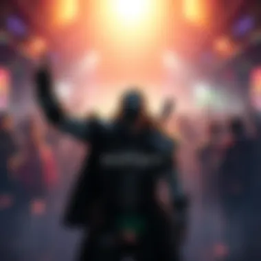 Destiny celebrating their return to Twitch with fans in the background