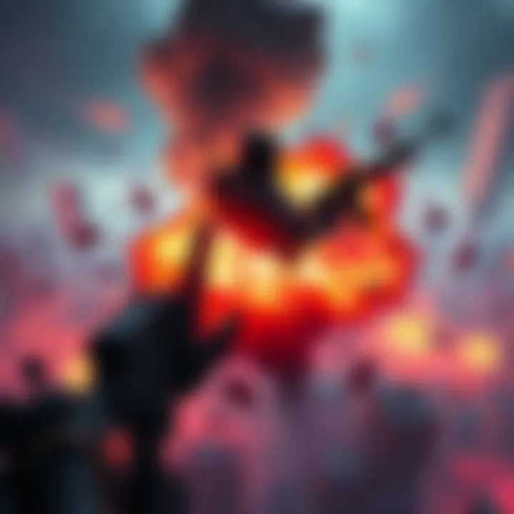 A player character causes chaos in a vibrant virtual landscape, destroying buildings and landscapes around them, showcasing in-game violence and moral conflict.