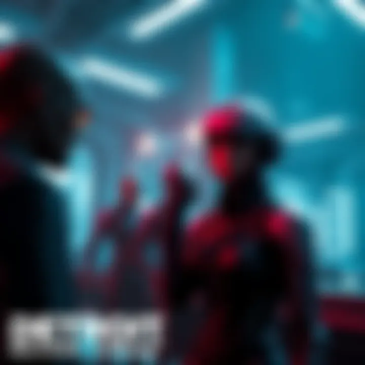 A screenshot from Detroit: Become Human showing characters making choices in a futuristic setting with dramatic lighting.