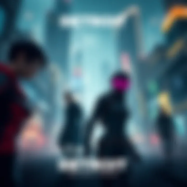 Concept art showcasing new characters inspired by Detroit Become Human, set in a futuristic cityscape.