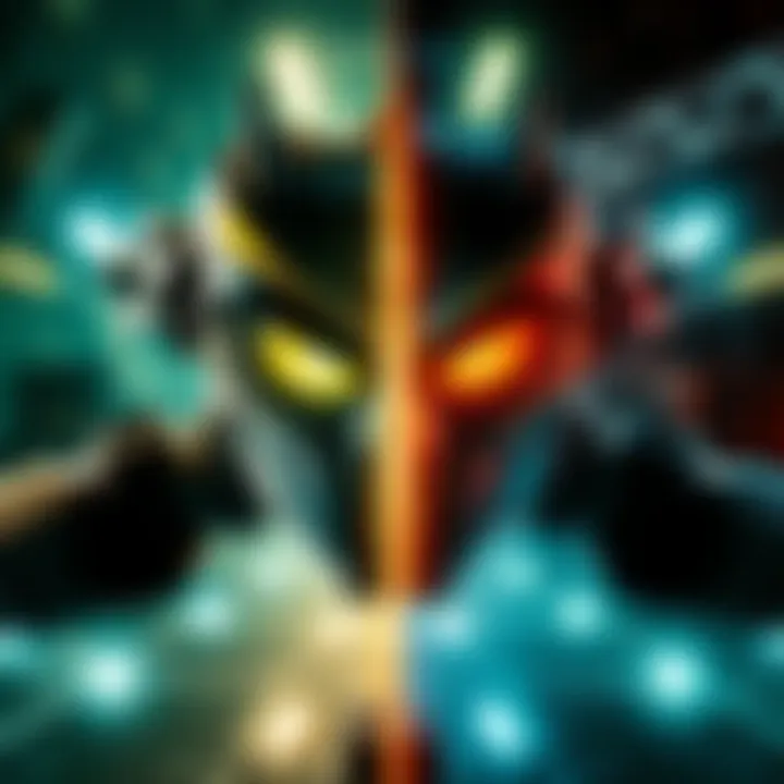 A split screen showing the Original Deus Ex on one side and the Conspiracy version on the other, highlighting differences in graphics and style.