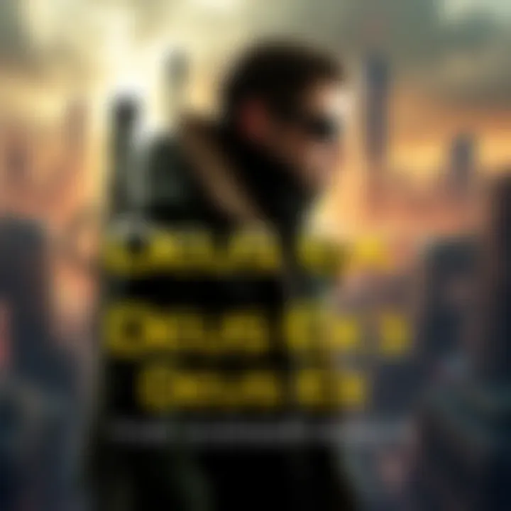 Cover art of Deus Ex: The Conspiracy featuring a futuristic cityscape with a character in a trench coat and cybernetic enhancements.