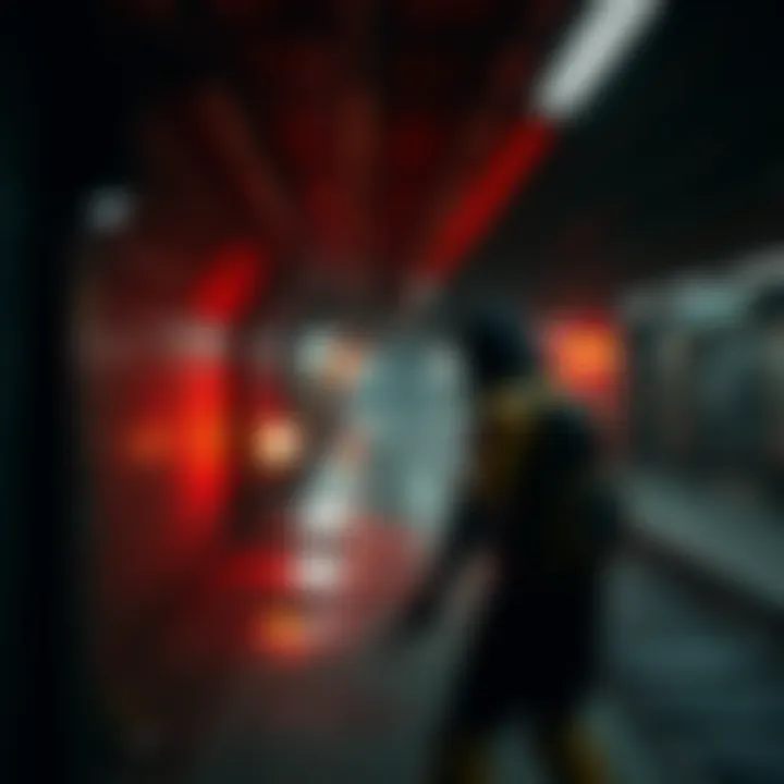 A scene from Deus Ex showing a character in a dark subway environment, preparing to disable explosives.