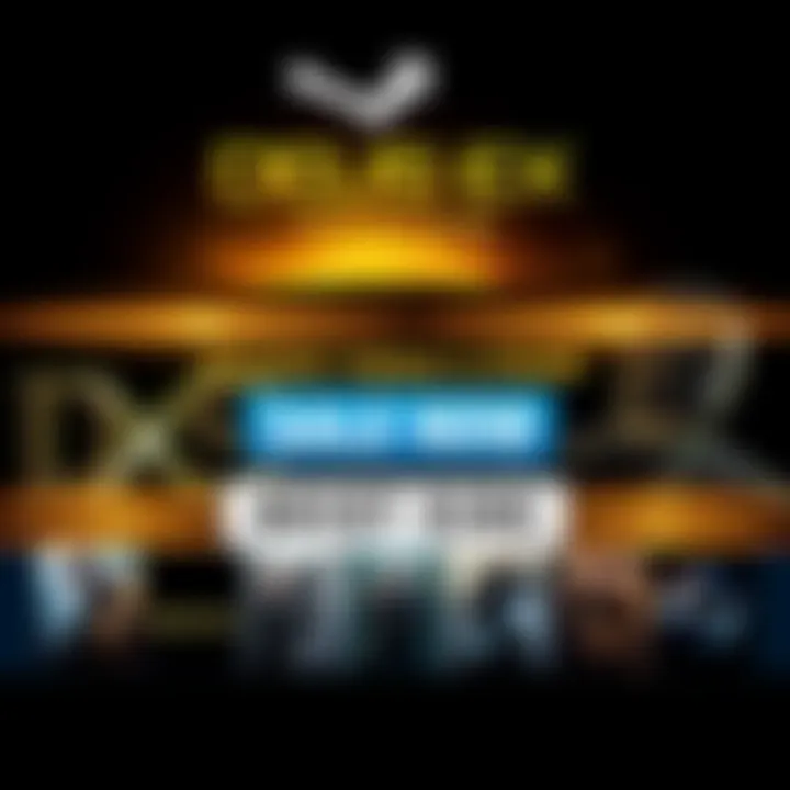 Promotional banner showing Deus Ex characters and game logos with a 'Sale Now' message