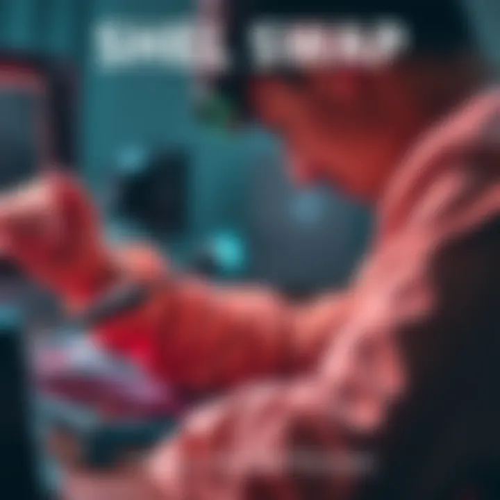 Person swapping a device shell A person carefully replacing a device shell, using tools and a headlamp for better visibility.