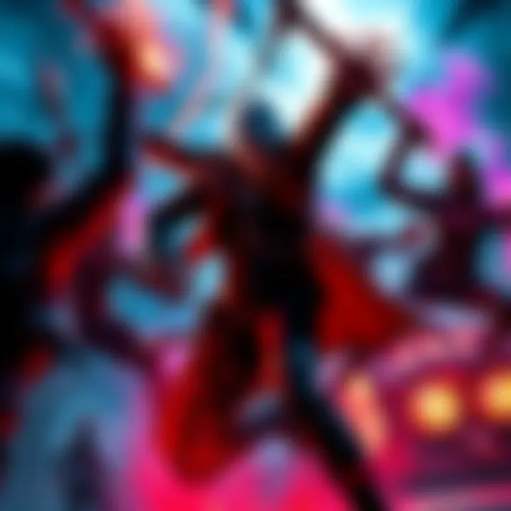 Devil May Cry 5 gameplay scene A character from Devil May Cry 5 in an action-packed fight, showcasing dynamic moves and special abilities against enemies.