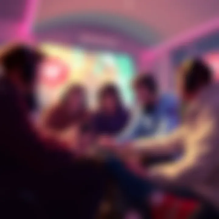 A group of gamers from the dF clan chatting and playing together in a virtual space.