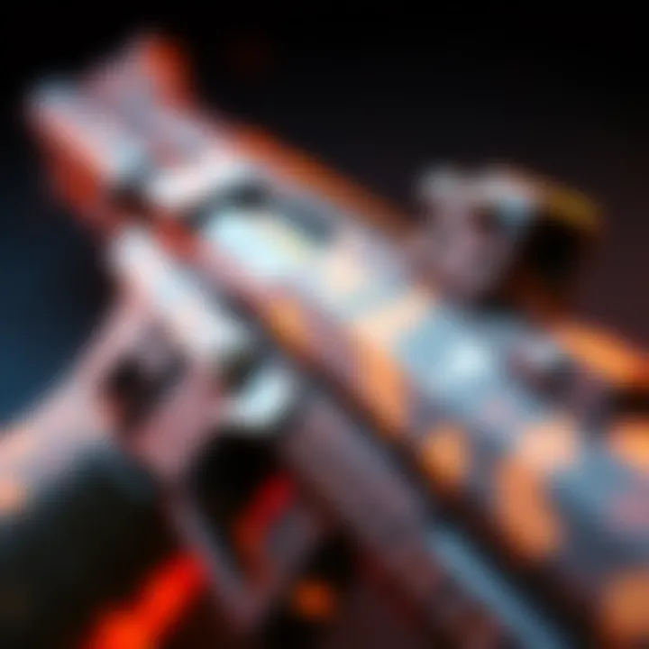 Diamond camo on a gun A close-up of a gun featuring shiny Diamond camo, symbolizing achievement in gaming.