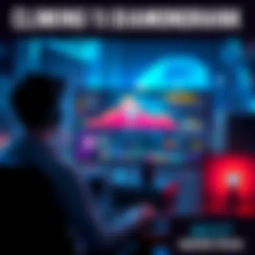 A player sits in front of a computer screen showing their Diamond rank progress in a competitive game, with strategies and gameplay details on the screen.