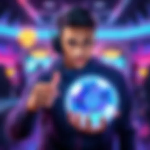 A competitive gamer showcasing their character, Ball, in a vibrant gaming environment, highlighting their Diamond rank achievement.