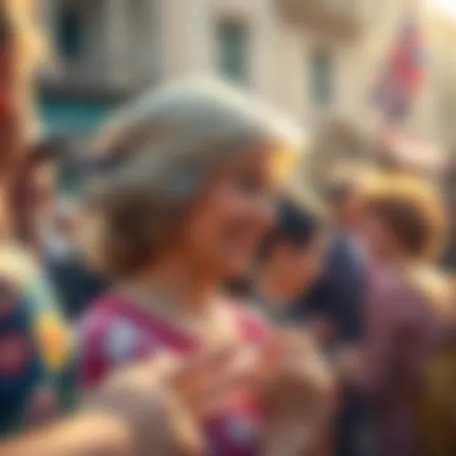 A representation of Diana commenting on people's fun moments, showing a joyful atmosphere among friends and a lively community.