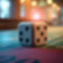 Close-up of a dice illustrating a 90% chance, with some faces showing different numbers, placed on a gaming table