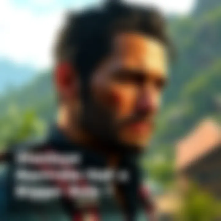 A close-up of Diego, a character from Far Cry 6, looking thoughtful with a backdrop of the game environment.