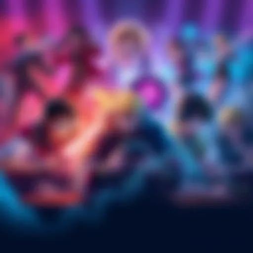 A vibrant illustration showing various gaming archetypes like aggro, control, and slop, with players engaged in different gameplay styles.