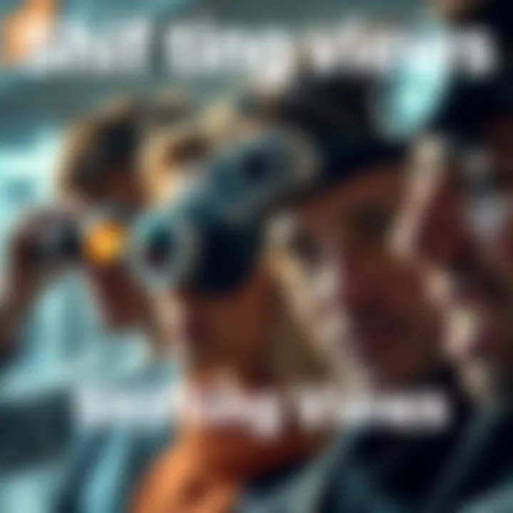 People looking through various lenses, each showing a different view of the world around them.