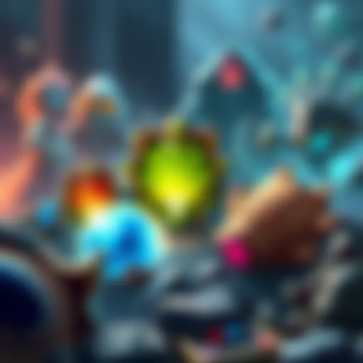 Different Shell Types in a Game Setting Illustration showing various types of gaming shells with elemental effects and status indicators, depicting their performance in battle strategies against monsters.