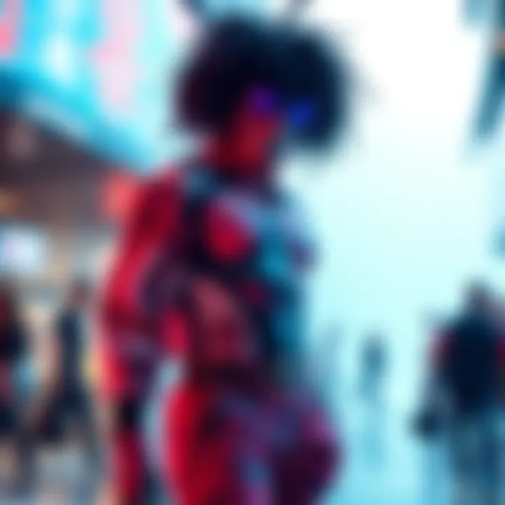 Digital Fashion Transformation A person showcases an innovative outfit using digital shaders, emphasizing unique patterns and colors instead of traditional clothing.