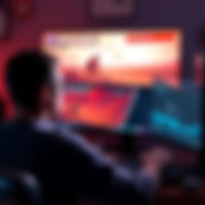 Digital Foundry Coverage Critique A person looking at a computer screen displaying a review of Crimson Desert, with a concerned expression, symbolizing worries about objectivity in gaming journalism.