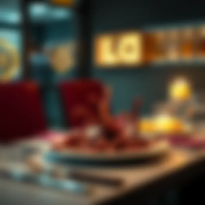 Dinner setting with worms A table set for dinner with a plate of worms, symbolizing an unusual dinner date scenario.