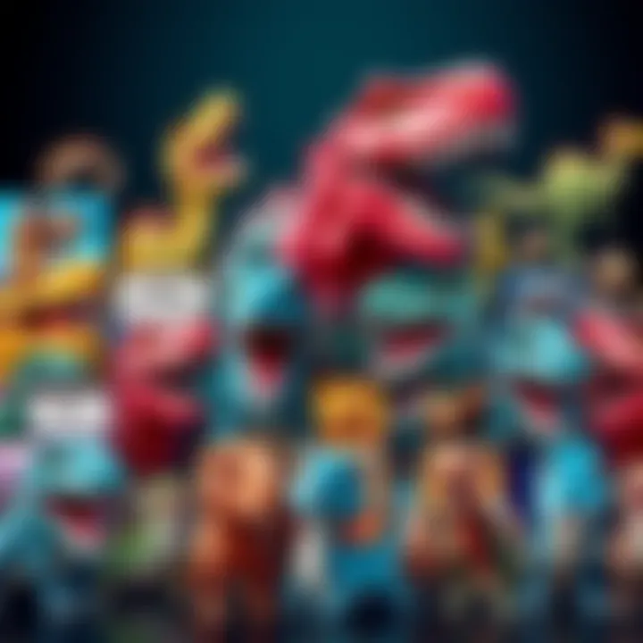 Dino-themed meme collage A colorful collage of funny dino-themed memes showcasing various dinosaur characters and humorous captions.