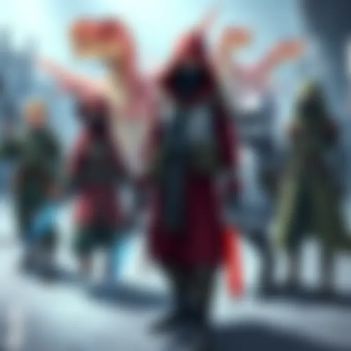 Dino Crisis 1 Extra Costumes Various extra costumes from Dino Crisis 1 including Army type, Battle type, and Ancient style outfits worn by characters in a colorful setting.