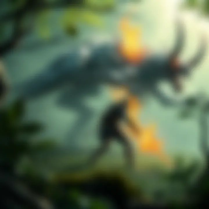 A player struggling to fend off a sudden enemy in Dire Marsh forest area.