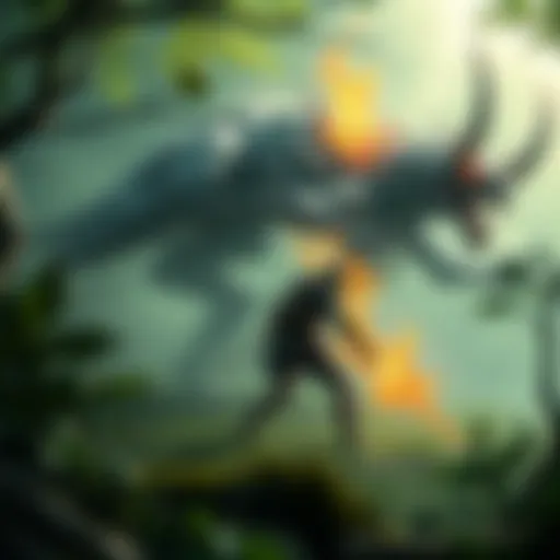 Dire Marsh Spawn Encounter A player struggling to fend off a sudden enemy in Dire Marsh forest area.