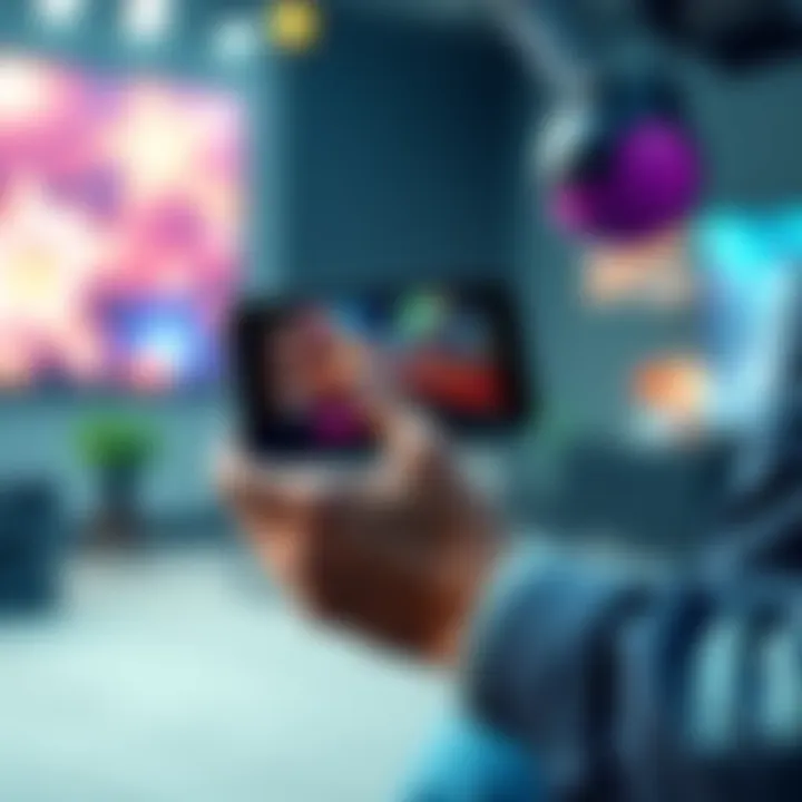 A gamer using a handheld device to experience seamless gaming with DirectX 12 Agility SDK, showcasing vibrant graphics and smooth performance.
