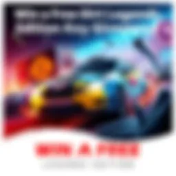 A vibrant graphic promoting the giveaway of a Dirt Rally Legends Edition key, featuring elements related to racing and gaming.