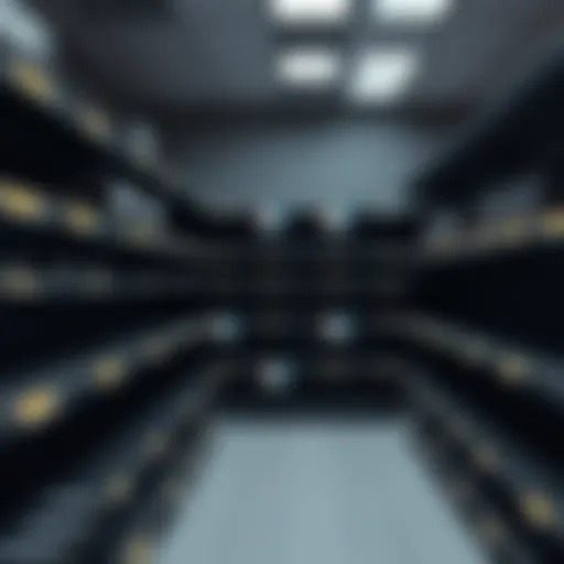 Empty shelves in electronics store with price tags showing high prices for 32GB DDR5 RAM kits